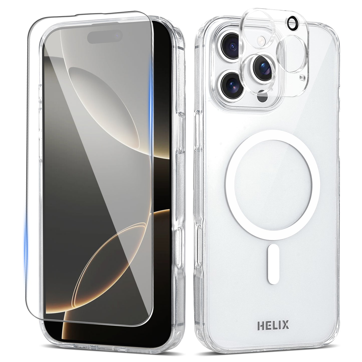 HELIX 3-IN-1 MagSafe Case, Screen Protector & Lens Protector Kit for iPhone 16 (6.1”) / iPhone 16 Pro (6.3”) / iPhone 16 Pro Max (6.9”) – HELI-KIT16