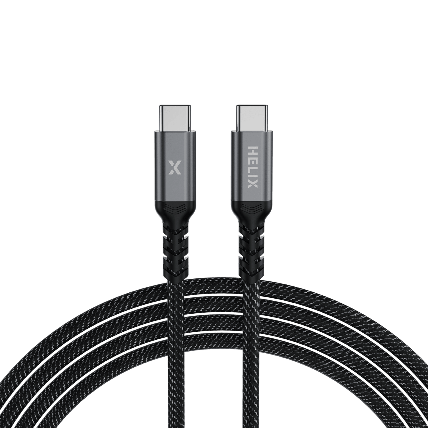 HELIX 100W USB-C to USB-C Cable With USB 3.1, PD3.0, 5A/20V, 10GBps Data, Transfer Braided Anti Tangle Material - 2M