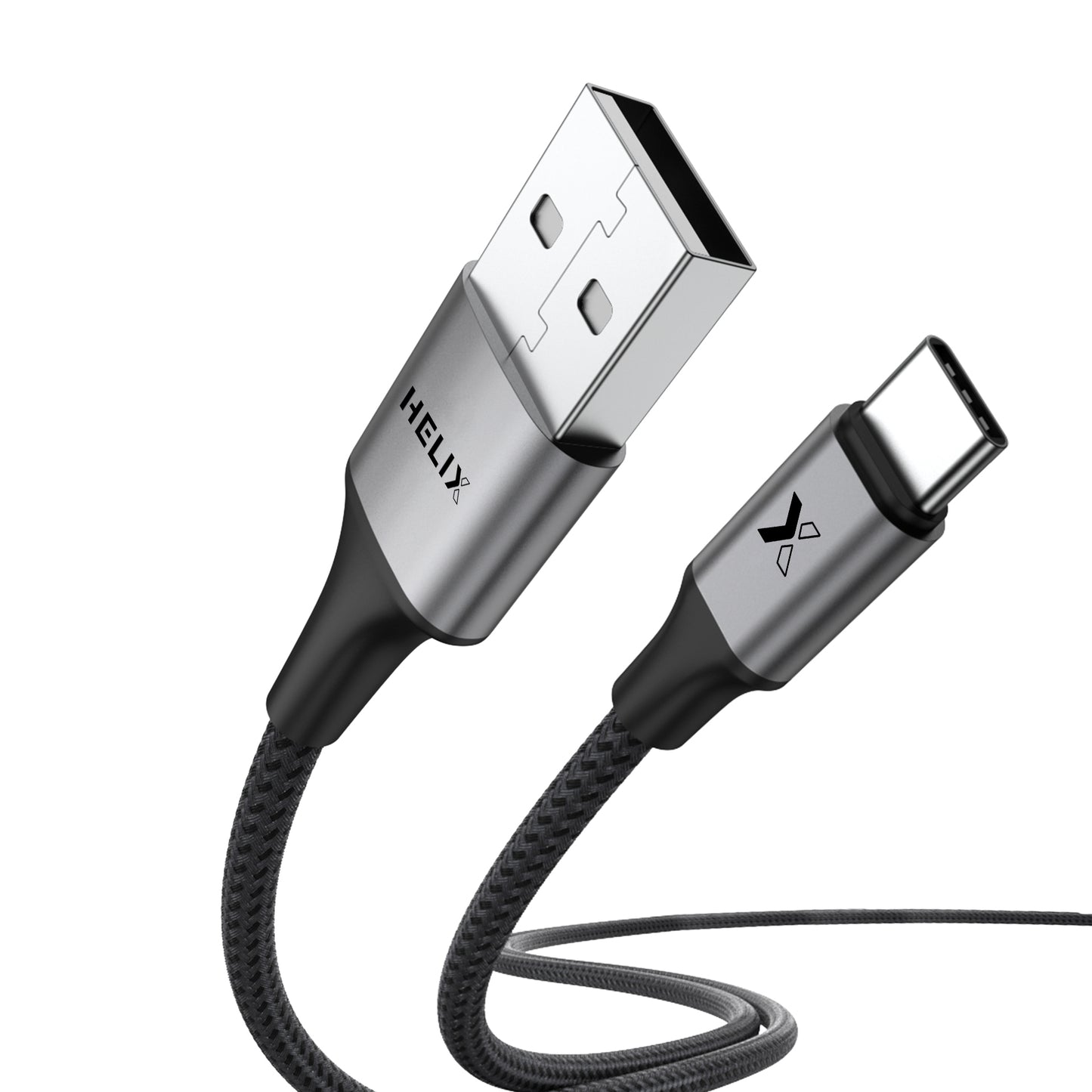 HELIX Ultra Fast Charging Zinc Alloy USB-A To USB-C Cable With Aluminum Alloy Shell, Double Nylon Braided 1.2M - HELICORD-UC