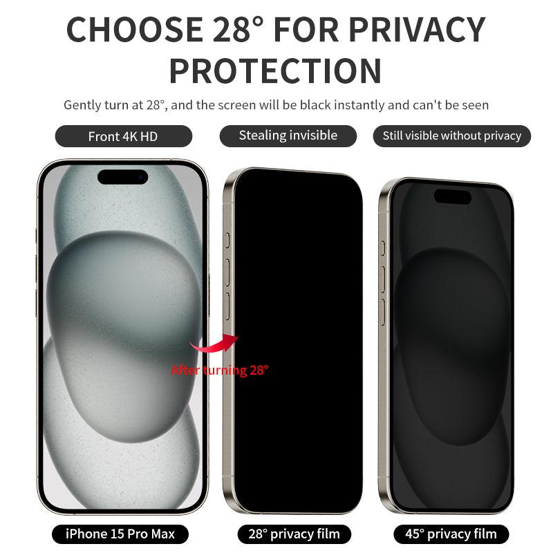 HELIX Buffer Privacy Screen Protector Tempered Glass For IPhone 15 Pro Max 6.7’’ With Non-Newtonian Technology