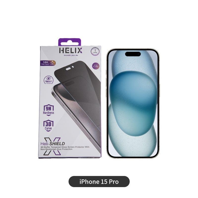 HELIX Buffer Privacy Screen Protector Tempered Glass For iPhone 15 Pro 6.1’’ With Non-Newtonian Technology