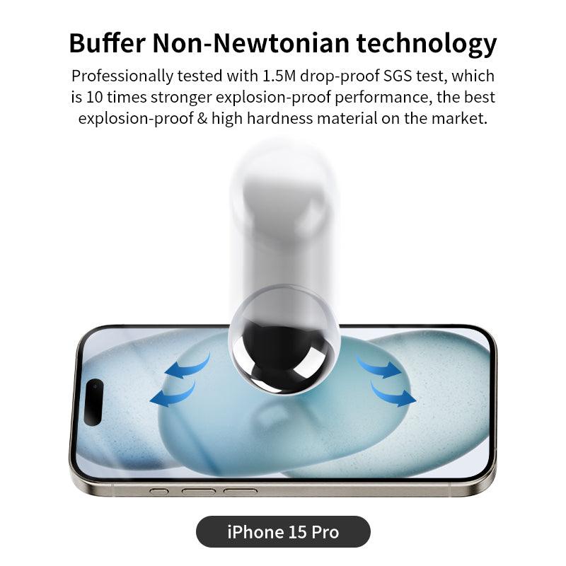 HELIX Buffer Clear Screen Protector Tempered Glass For IPhone 15 Pro 6.1’’ With Non-Newtonian Technology