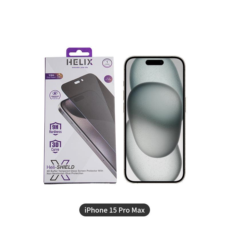 HELIX Buffer Privacy Screen Protector Tempered Glass For IPhone 15 Pro Max 6.7’’ With Non-Newtonian Technology