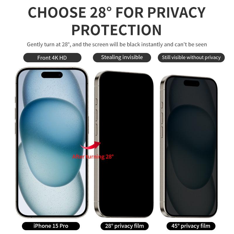 HELIX Buffer Privacy Screen Protector Tempered Glass For iPhone 15 Pro 6.1’’ With Non-Newtonian Technology