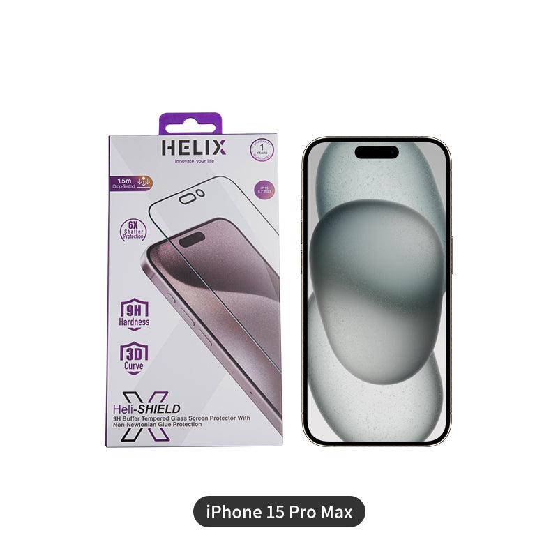 HELIX Buffer Clear Screen Protector Tempered Glass For IPhone 15 Pro Max 6.7’’ With Non-Newtonian Technology