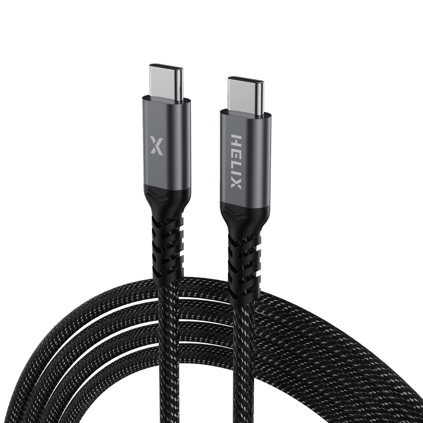 HELIX 100W USB-C to USB-C Cable With USB 3.1, PD3.0, 5A/20V, 10GBps Data, Transfer Braided Anti Tangle Material - 2M
