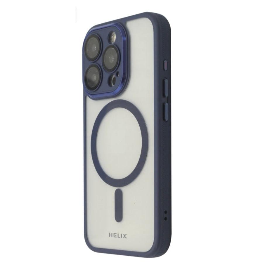 HELIX Heli-Fits Pro MagSafe Case with 360-Degree Protection, Glass Lens Protector, and Anti-Fall Grip for iPhone 15 Pro - Blue