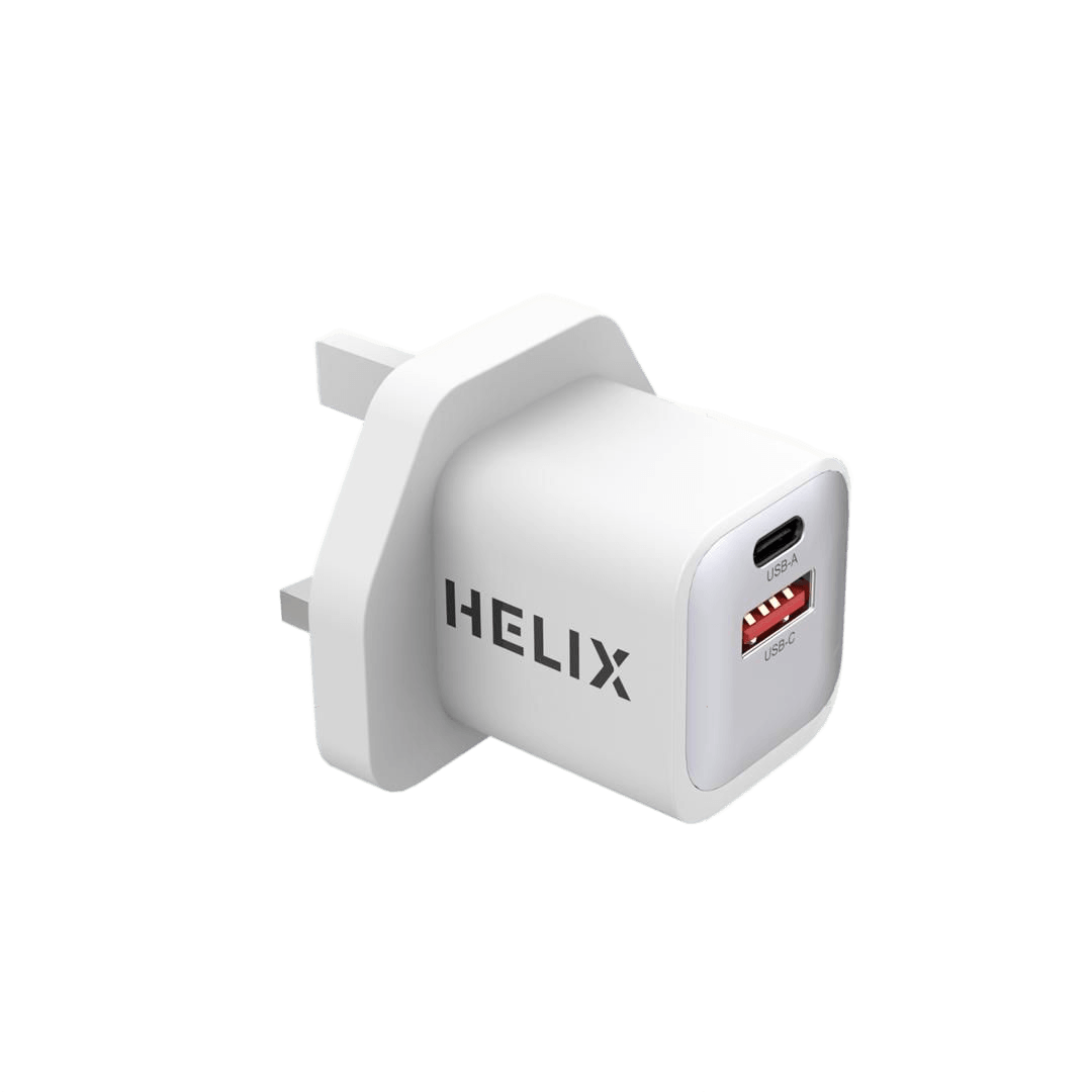 HELIX 20W Ultra Fast Compact Duo Port PD USB-C & QC USB-A Wall Charger - POWERPRO-20