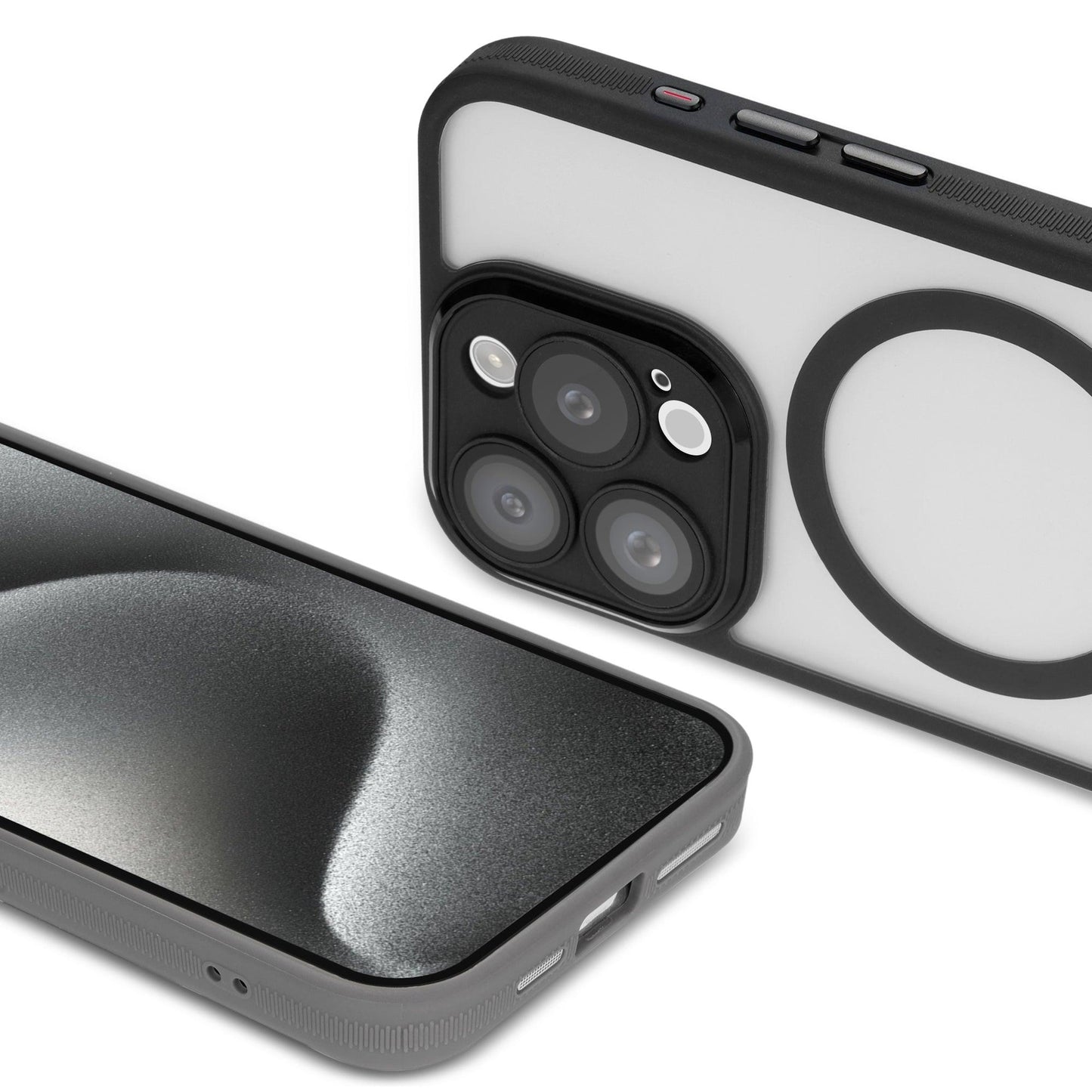 HELIX Heli-Fits Pro MagSafe Case with 360-Degree Protection, Glass Lens Protector, and Anti-Fall Grip for iPhone 15 Pro - Black