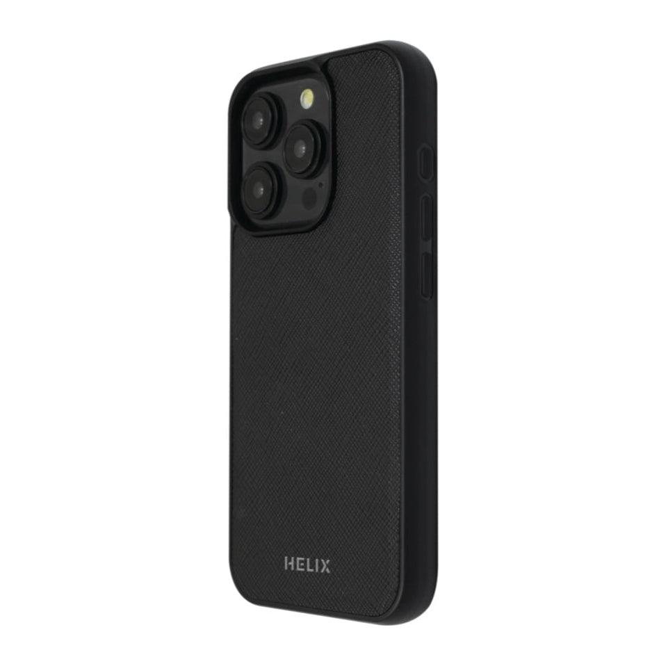 HELIX Heli-Lux Leather MagSafe Case with Protective Corners for iPhone 15 Pro Max - Black