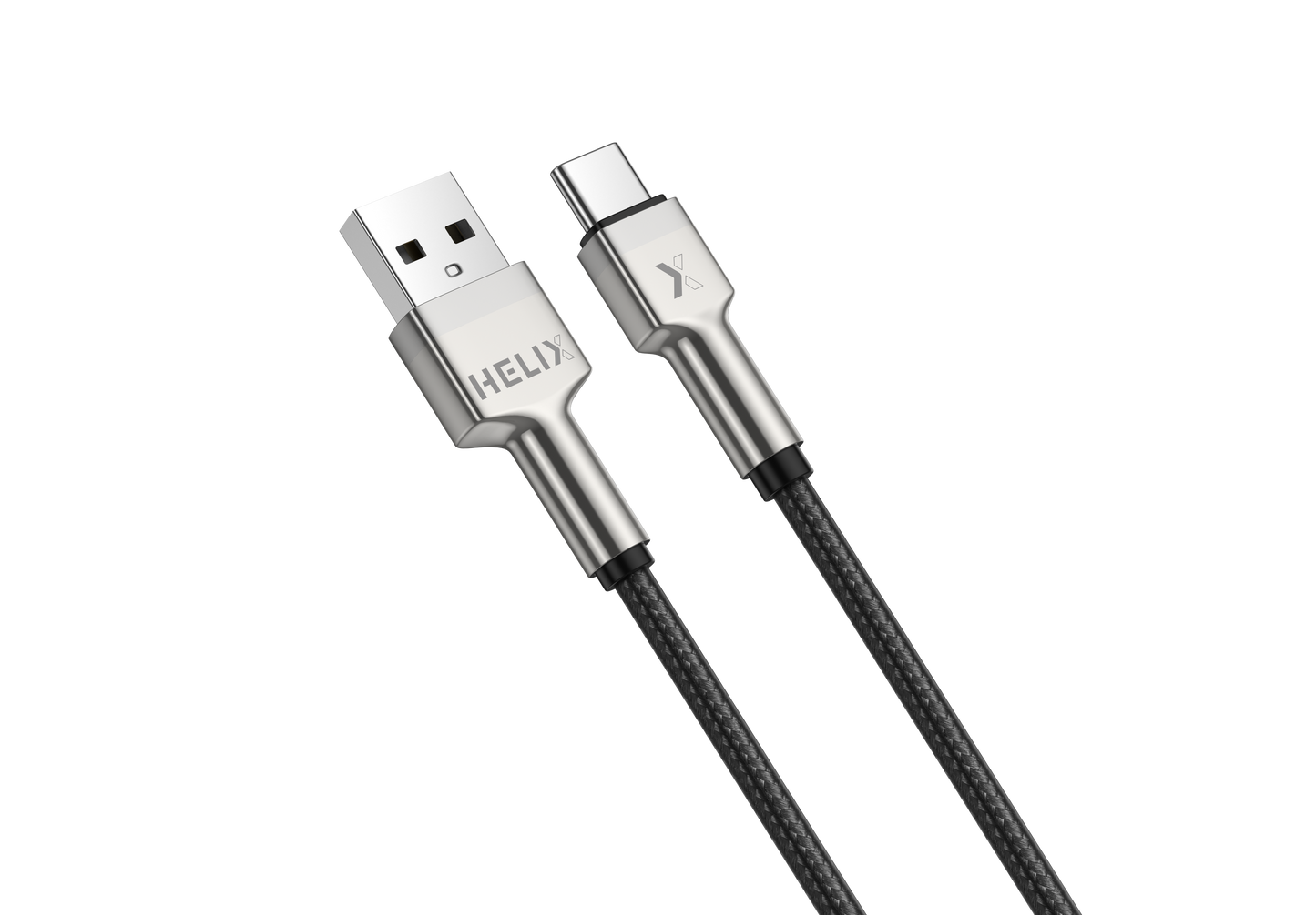 HELIX Ultra Fast Charging Zinc Alloy USB-A To USB-C Cable With Aluminum Alloy Shell, Double Nylon Braided 1.2M - HELICORD-UC