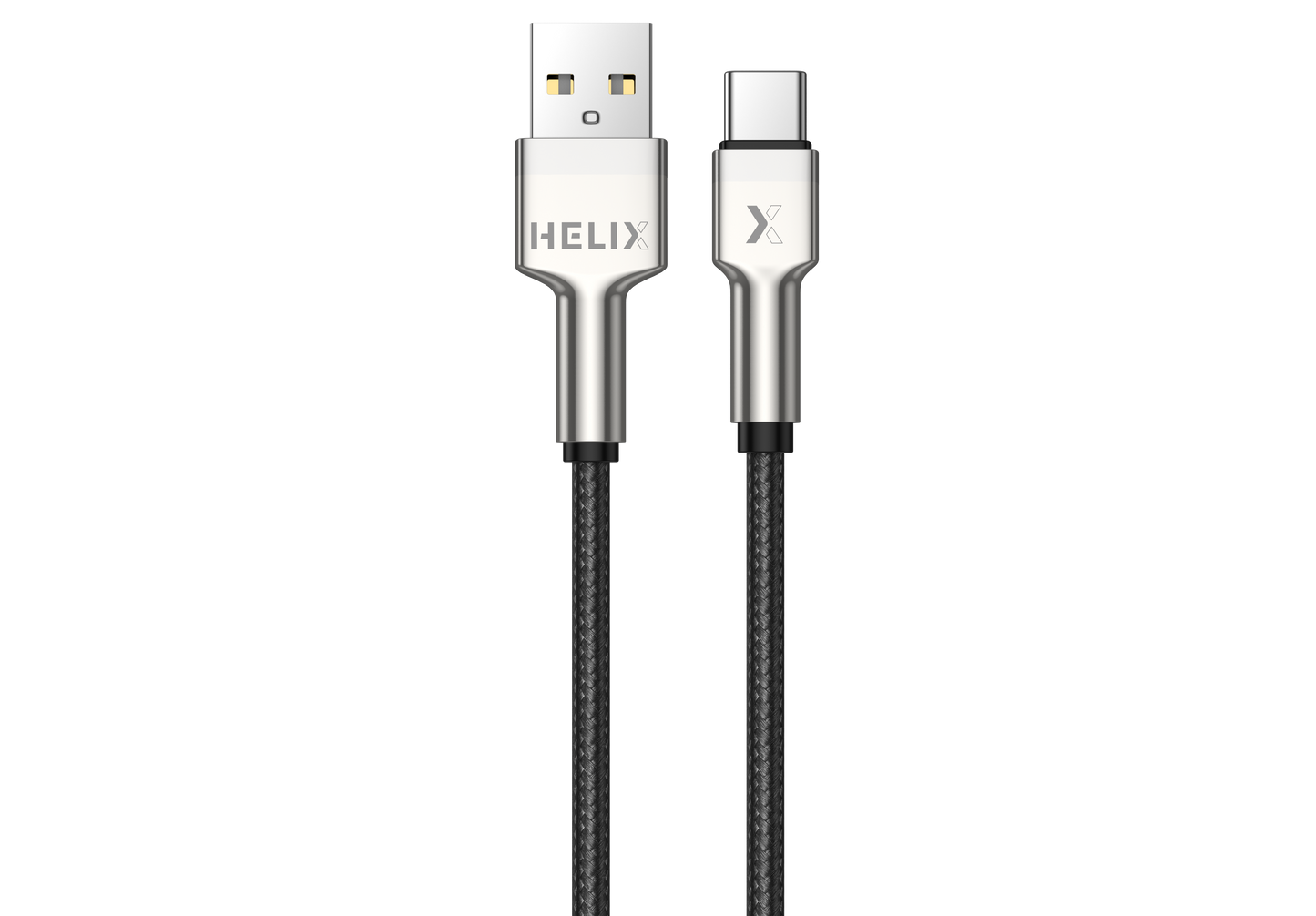 HELIX Ultra Fast Charging Zinc Alloy USB-A To USB-C Cable With Aluminum Alloy Shell, Double Nylon Braided 1.2M - HELICORD-UC