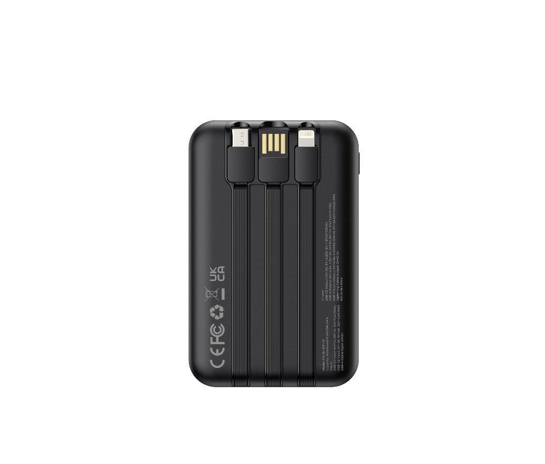 HELIX 4-IN-1 Power Bank With Built In Compact Cables 10000mAh 22.5W QC+20W PD - HELIMULTI-10