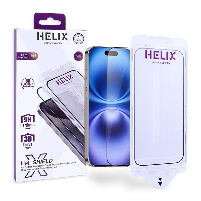 HELIX iPhone 16 Pro 6.3” Clear/Privacy Ultra Buffer Case with Non-Newtonian Technology – Enhanced Protection and Auto Dust Removal Kit