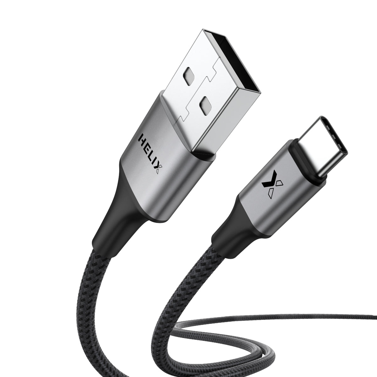 HELIX Ultra Fast Charging Zinc Alloy USB-A To USB-C Cable With Aluminum Alloy Shell, Double Nylon Braided  1.2M - HELICORD-UC