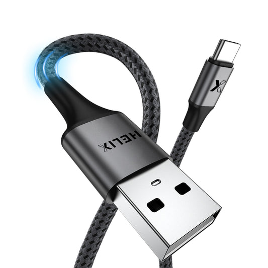 HELIX Ultra Fast Charging Zinc Alloy USB-A To USB-C Cable With Aluminum Alloy Shell, Double Nylon Braided  1.2M - HELICORD-UC