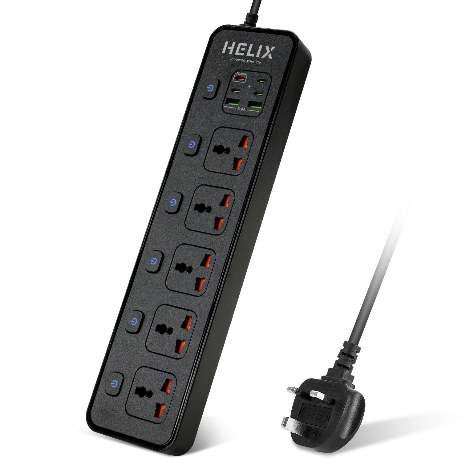 Socket Fire Prof HELIX Wall Extension Socket with PD30 USB-C – 5 Sockets, 4 Type-C & 2 ...