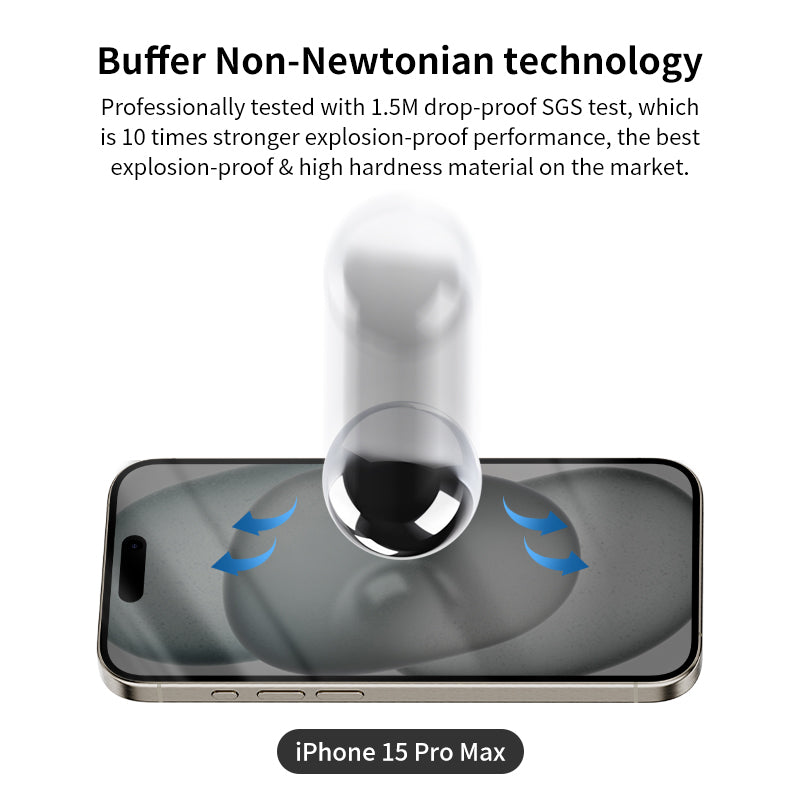 HELIX Buffer Clear Screen Protector Tempered Glass For IPhone 15 Pro MHELIX BUFFER Clear Screen Protector For iPhone 15 Pro Max 6.7’’ - HELISHELID-15PROMAX Non-Newtonian Technology:- Cutting-edge technology provides advanced screen proScreen protectorHELIXHELIX