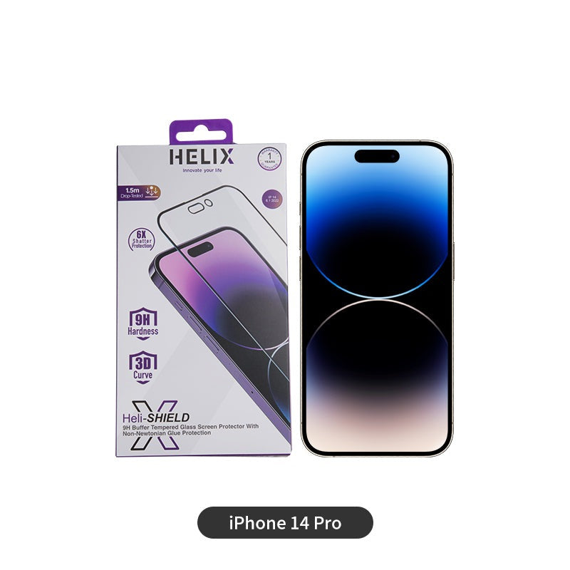 HELIX Buffer Clear Screen Protector Tempered Glass For iPhone 14 Pro 6HELIX BUFFER Clear Screen Protector For iPhone 14 Pro 6.1’’ - HELISHELID-14PROInnovative Screen Protection:- Utilizes cutting-edge technology to provide advanced scrScreen protectorHELIXHELIX