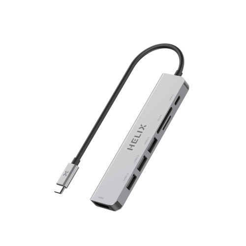 HELIX 7-IN-1 100W PD USB-C HUB With USB 3.0, 4K HDMI, Aluminum Protective Shell - HELIHUB-7