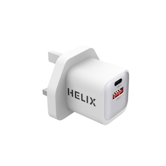 HELIX 20W Ultra Fast Compact Duo Port PD USB-C & QC USB-A Wall Charger - POWERPRO-20