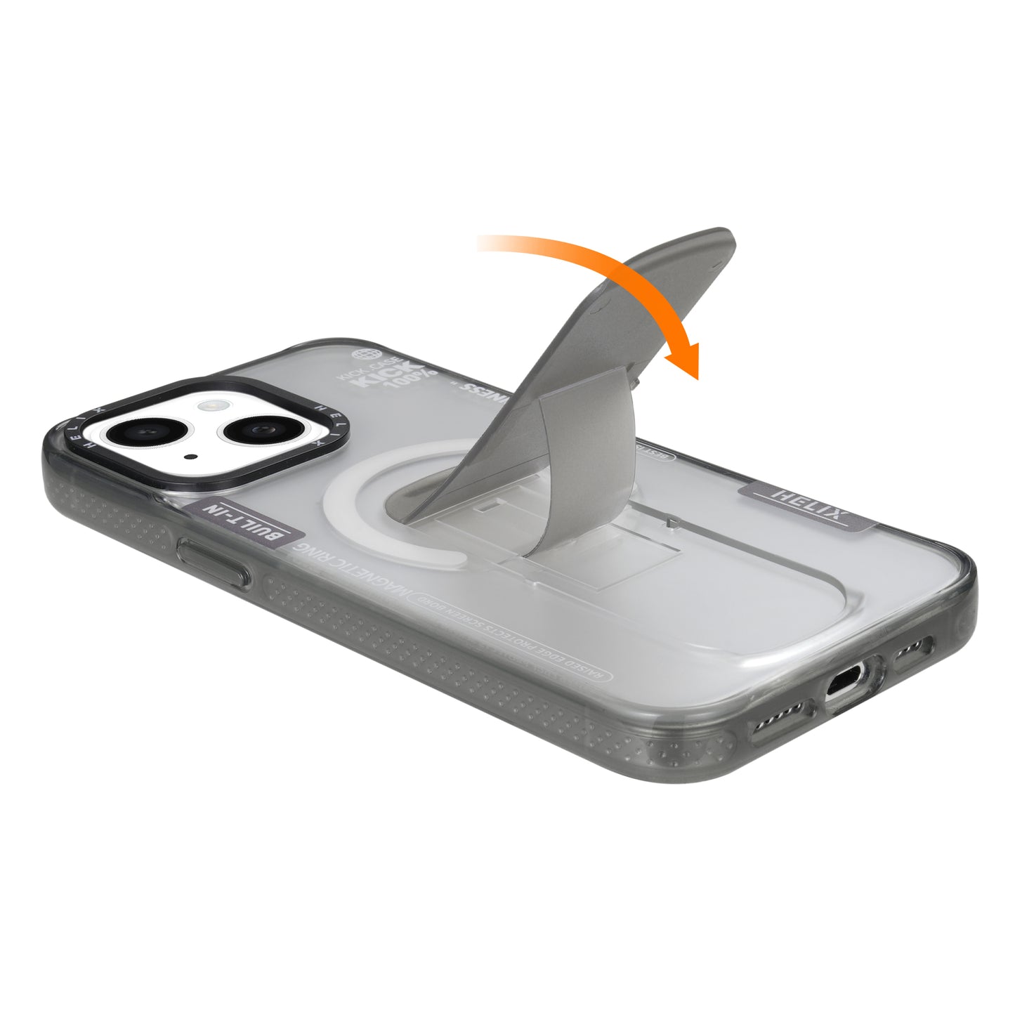 HELIX Heli-Kick Pro MagSafe Case with Kickstand, Holder, and Stylish Material for iPhone 15 Pro - Black