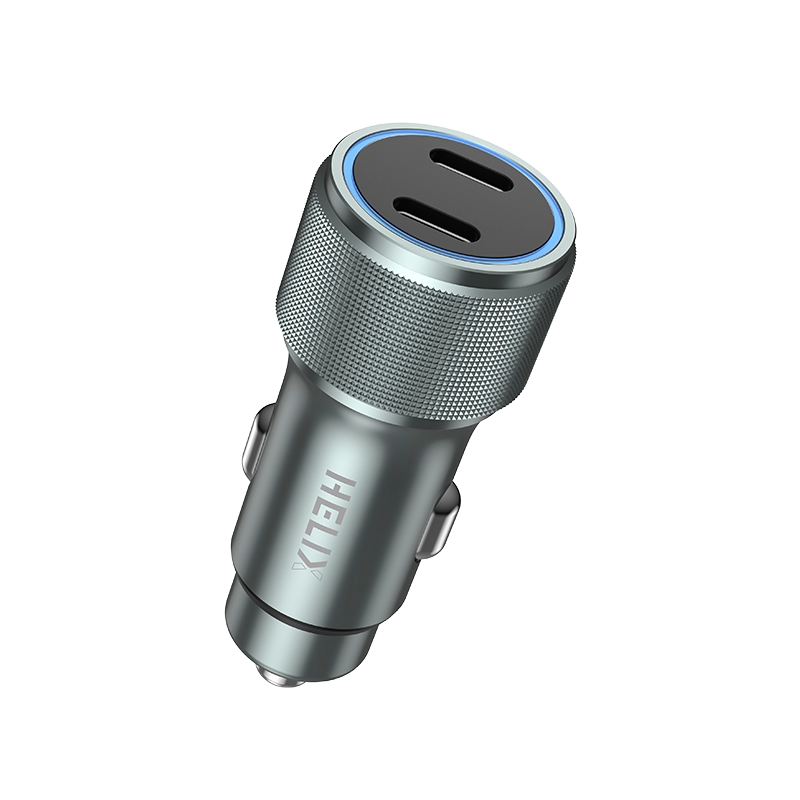 HELIX Dual USB-C Ultra Fast Car Charger – Ultra Durable 66W PD Adapter for 12V/24V Vehicles - HELIDRIVE-66W