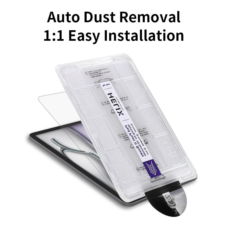 Screen Protector 9H Tempered Glass with Quick Installation Kit – Auto Dust Removal, 1:1 Easy Install, Buffer Non-Newtonian, for iPad 2024  | HeliShield