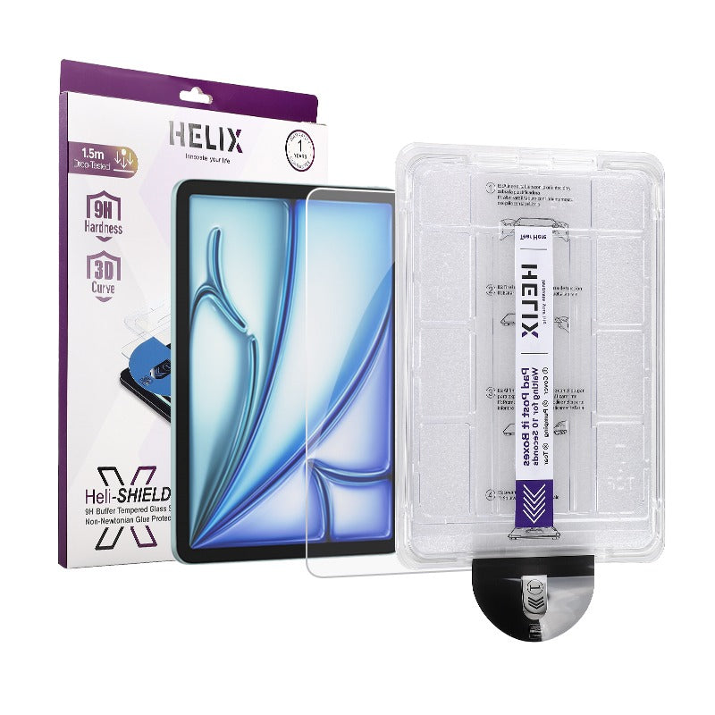 Screen Protector 9H Tempered Glass with Quick Installation Kit – Auto Dust Removal, 1:1 Easy Install, Buffer Non-Newtonian, for iPad 2024  | HeliShield