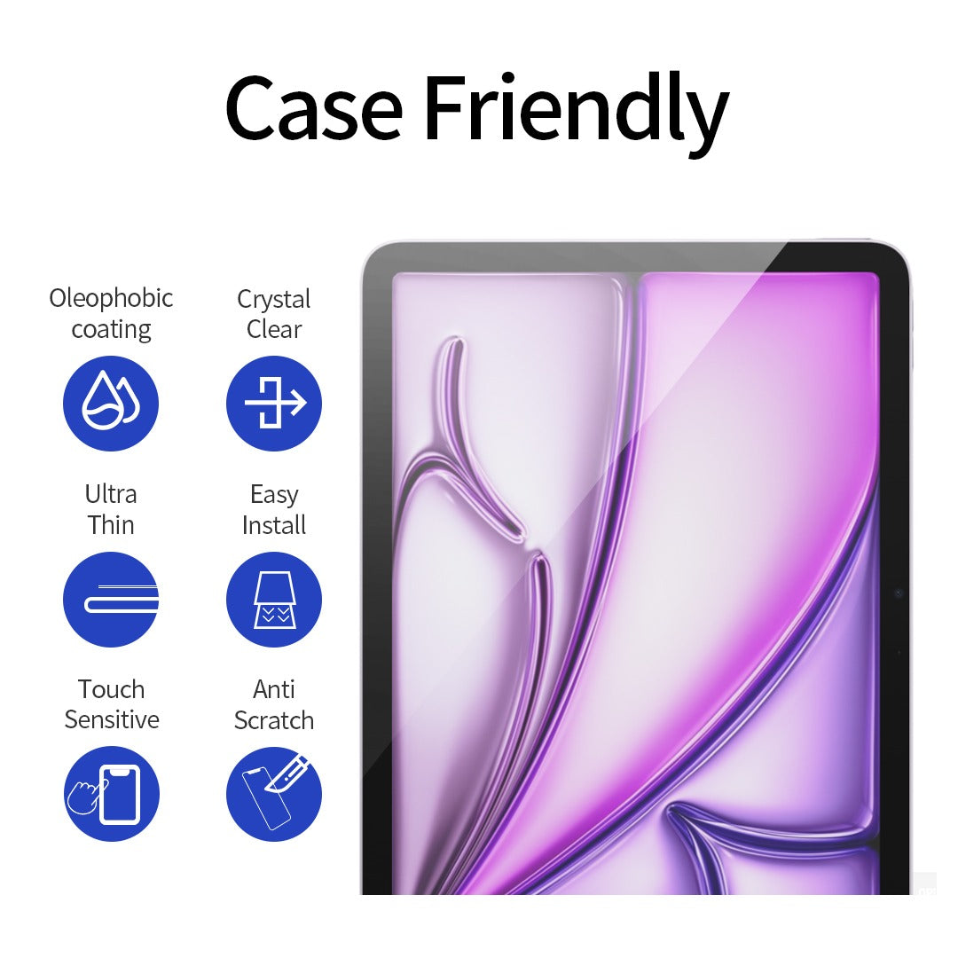Screen Protector 9H Tempered Glass with Quick Installation Kit – Auto Dust Removal, 1:1 Easy Install, Buffer Non-Newtonian, for iPad 2024  | HeliShield
