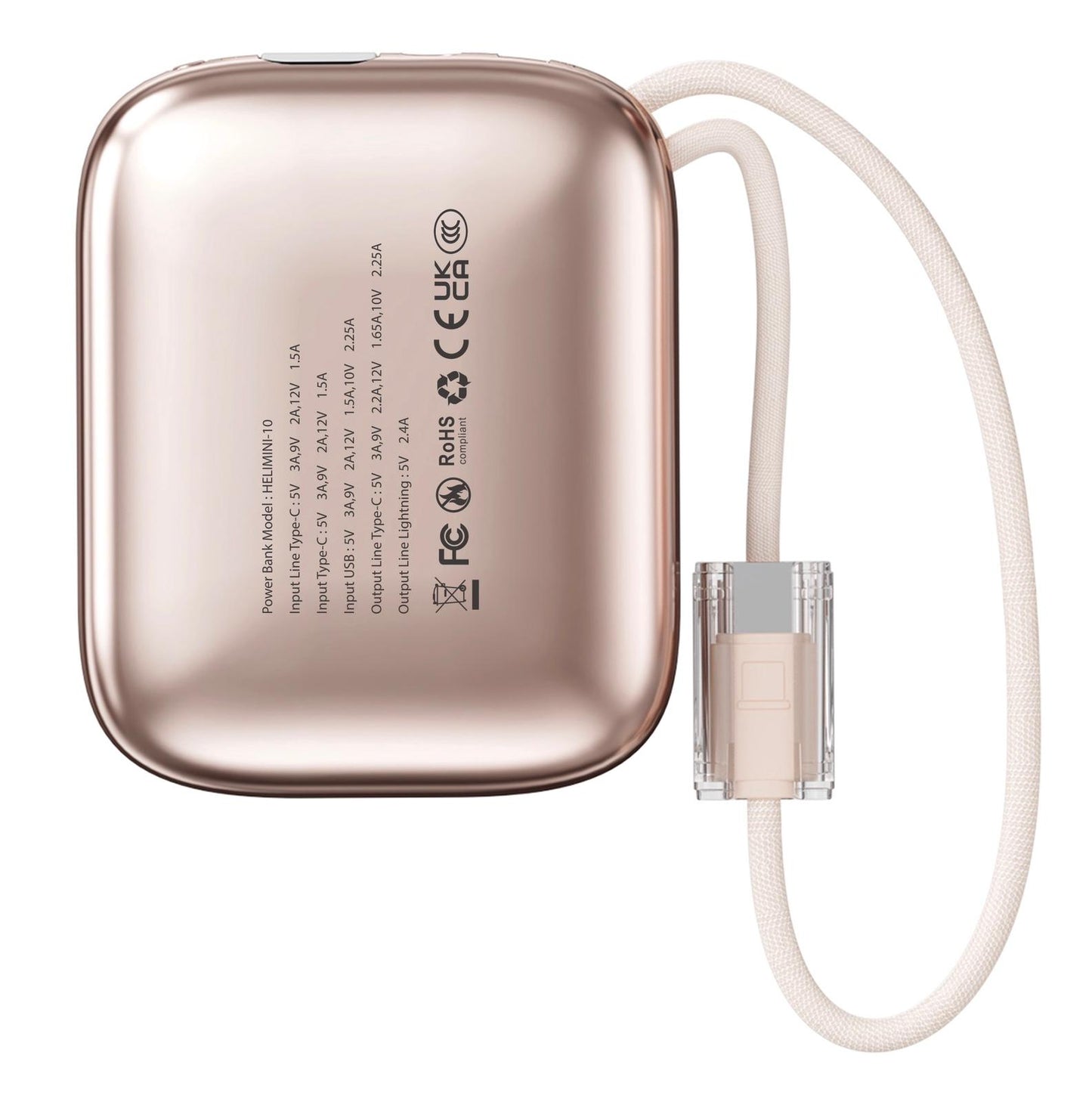 HELIX HELIMINI-10 22.5W 10000mAh Power Bank | Dual Built-in USB-C & Lightning Cables With LED Screen