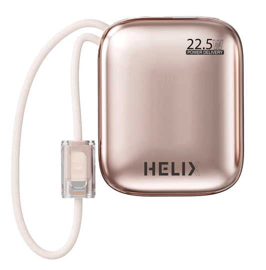 HELIX HELIMINI-10 22.5W 10000mAh Power Bank | Dual Built-in USB-C & Lightning Cables With LED Screen
