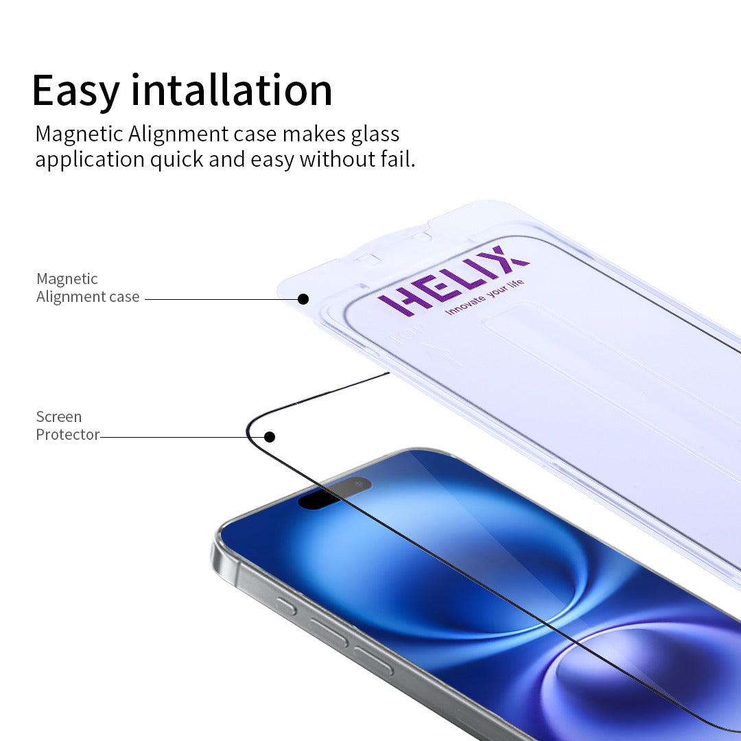 HELIX iPhone 16 Pro (6.3”) Clear/Privacy Ultra Buffer Case with Non-Newtonian Technology – Enhanced Protection and Auto Dust Removal Kit